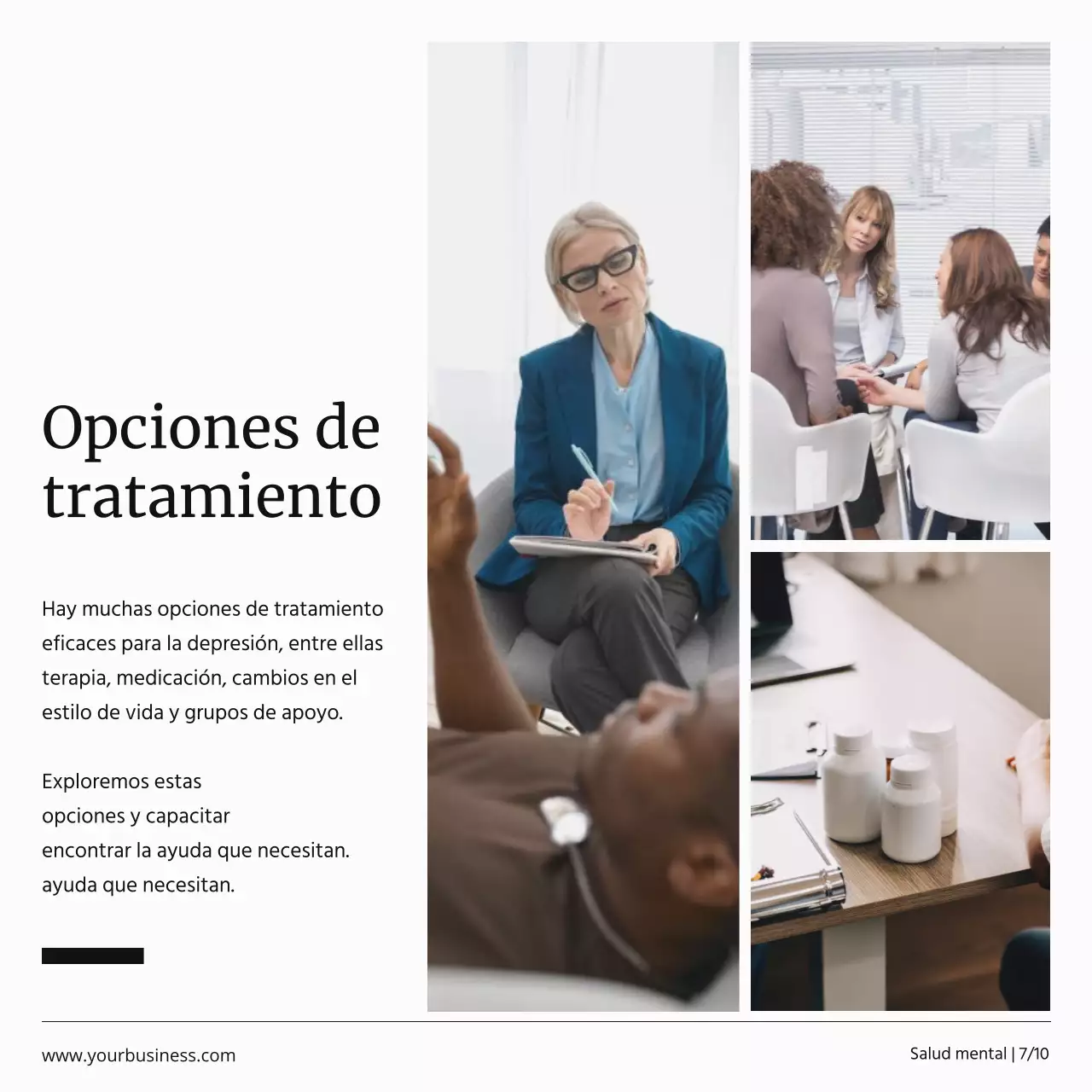 Campaña de salud mental en blanco y negro Publicidad mínima