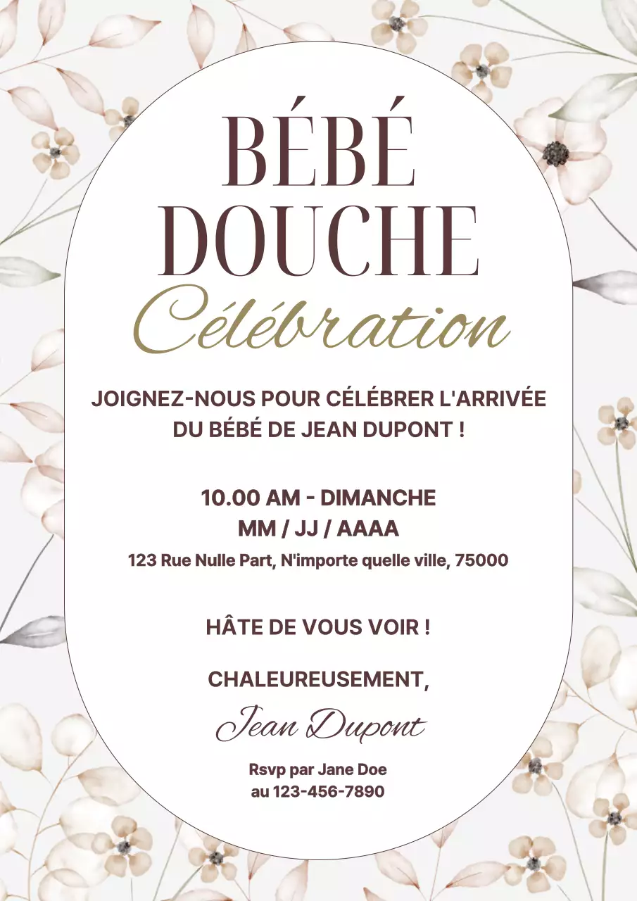 Beige Elegant Baby Shower Invitation