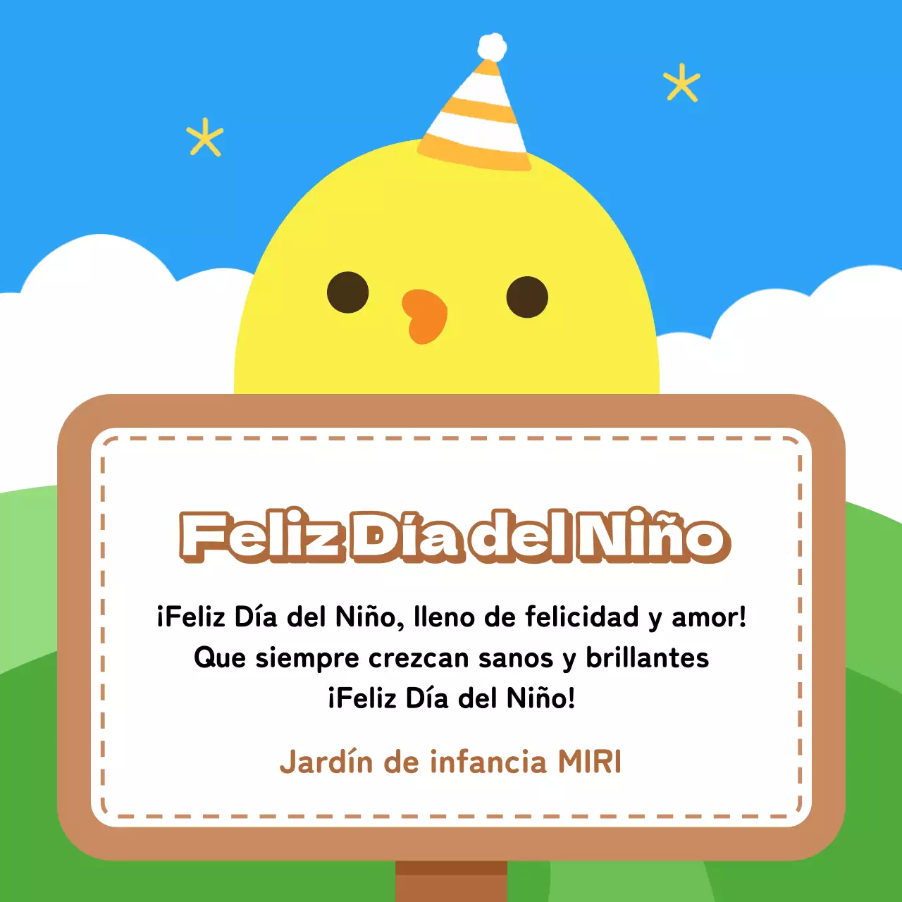 Anuncie un bonito acto amarillo y verde del Día del Niño