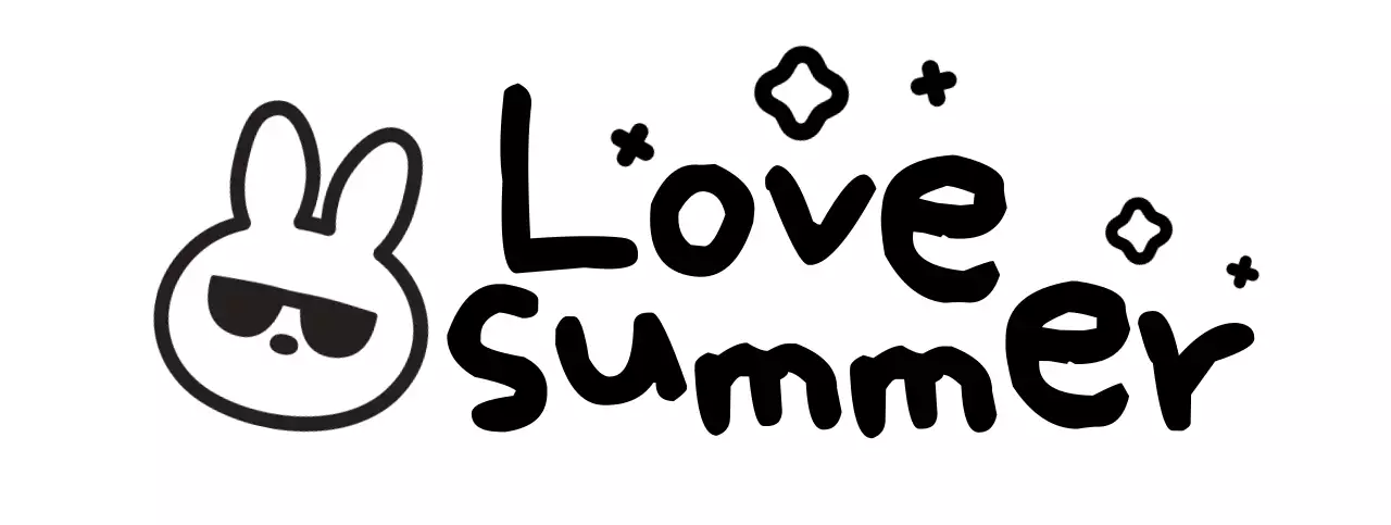 かわいい手書き風の夏用サングラスをかけたうさぎさん