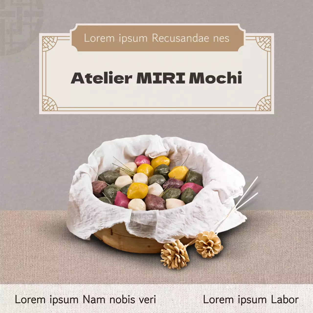 Promouvoir une commande groupée de galettes de riz traditionnelles en beige et gris