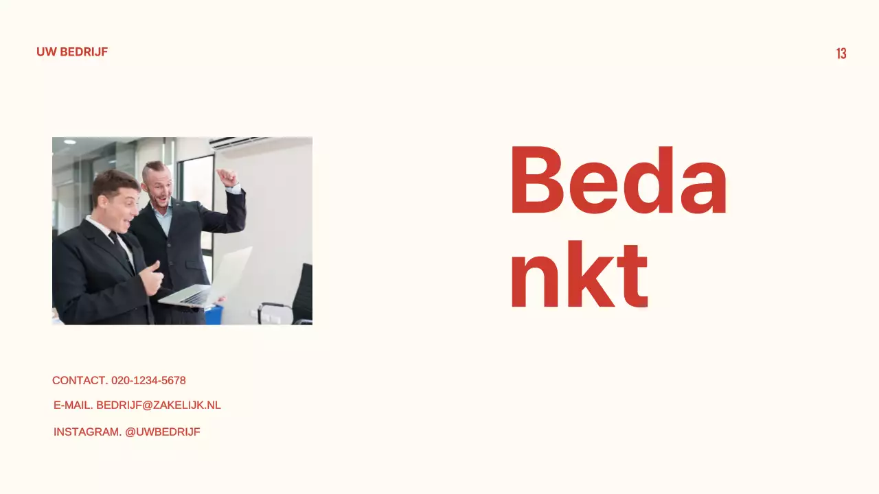 Minimal bedrijfsprofiel presentatie rood en beige