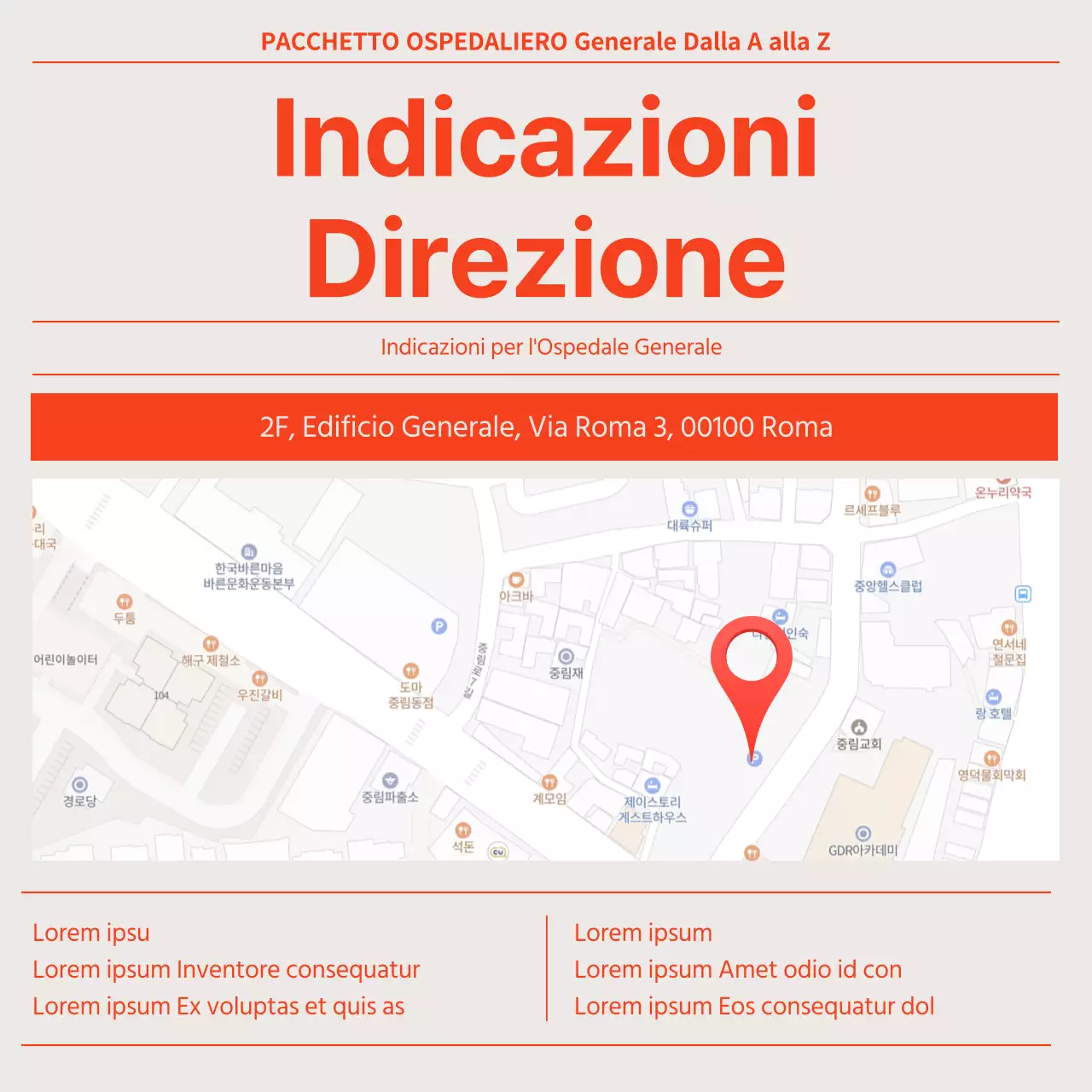 Prospetto ospedaliero in stile giornale rosso e moderno