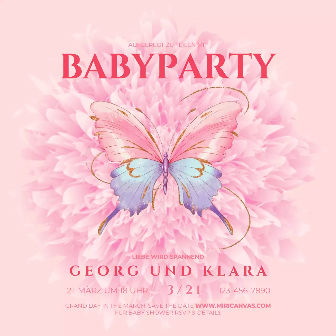 Rosa Elegante Baby Shower Einladungen