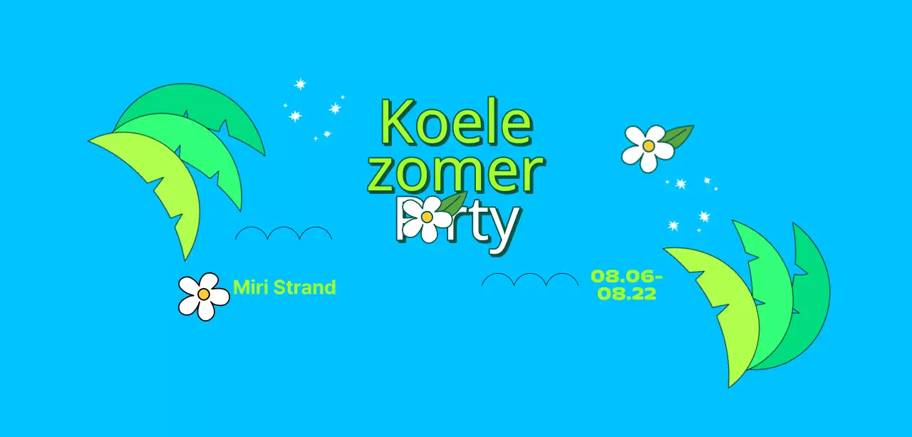 Een koel en verfrissend zomerfestival met palmbomen en bloemen