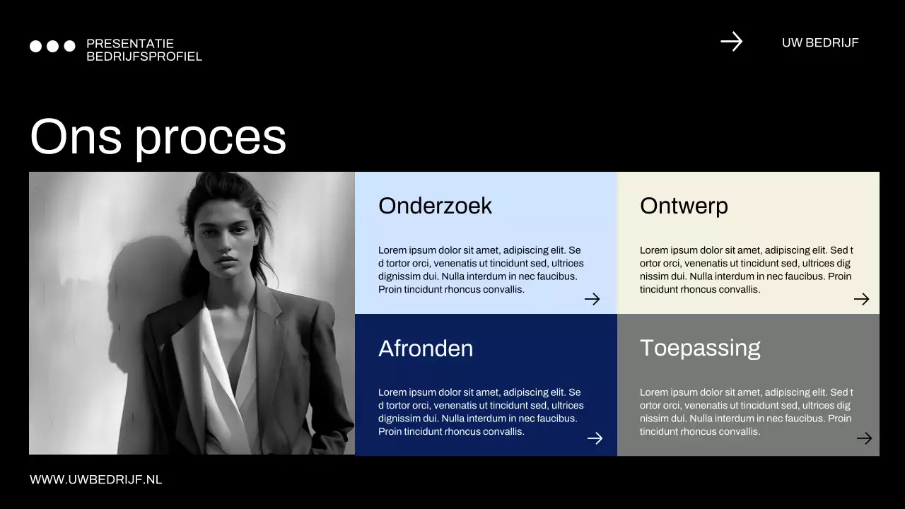 Blauw en zwart minimaal bedrijfsprofiel