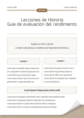 Guía sencilla de evaluación del rendimiento de Historia en blanco y marrón
