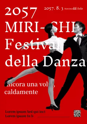 Manifesto promozionale per un festival di danza moderna in rosso.
