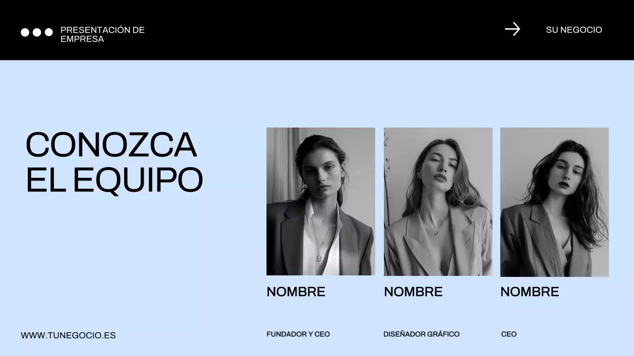 Perfil empresarial minimalista en azul y negro