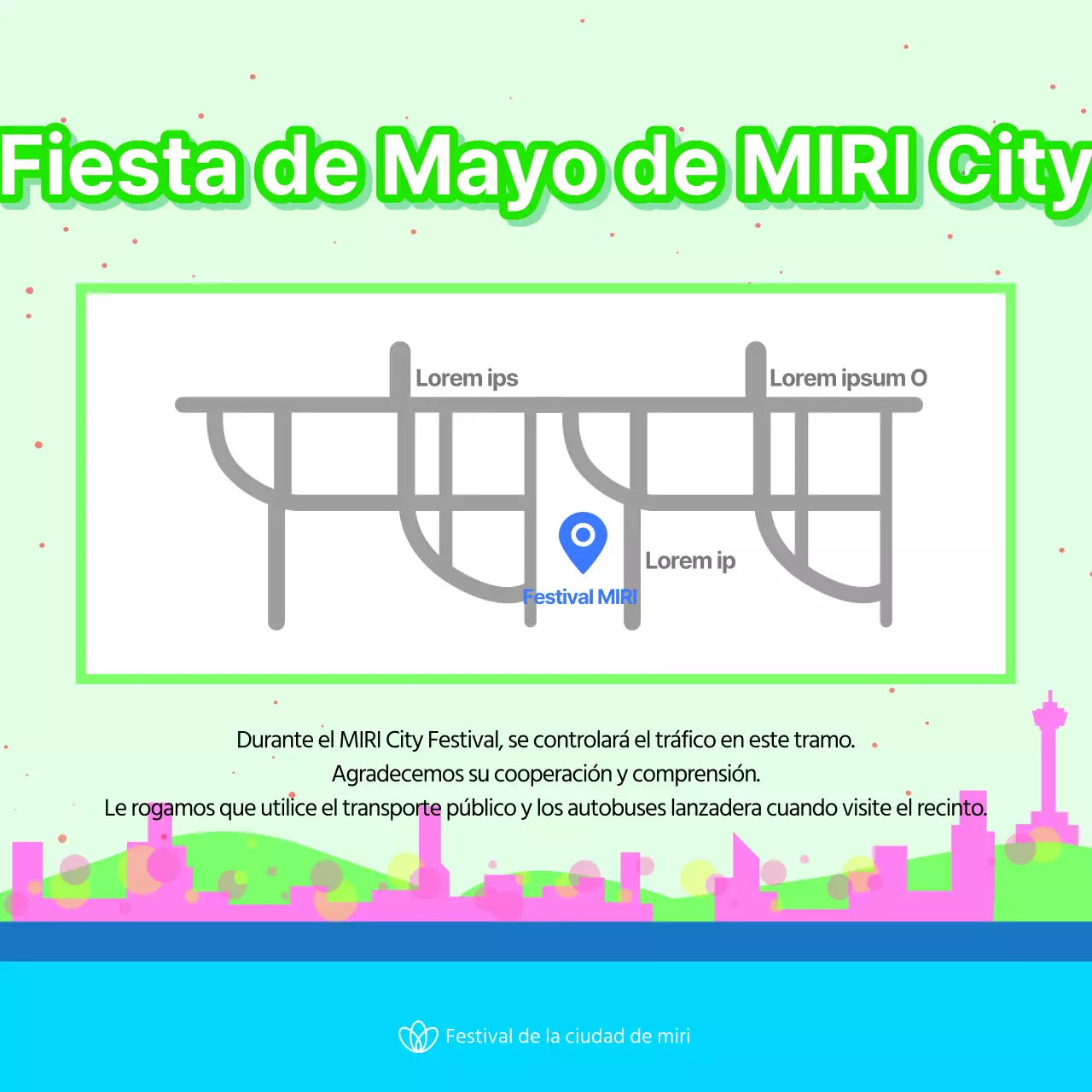 Folleto de festival kitsch en verde y amarillo