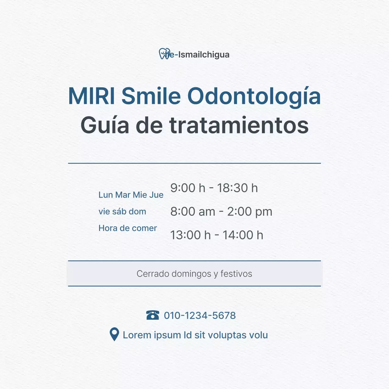 Promoción de una clínica dental sencilla en blanco y azul claro para promocionar la consulta