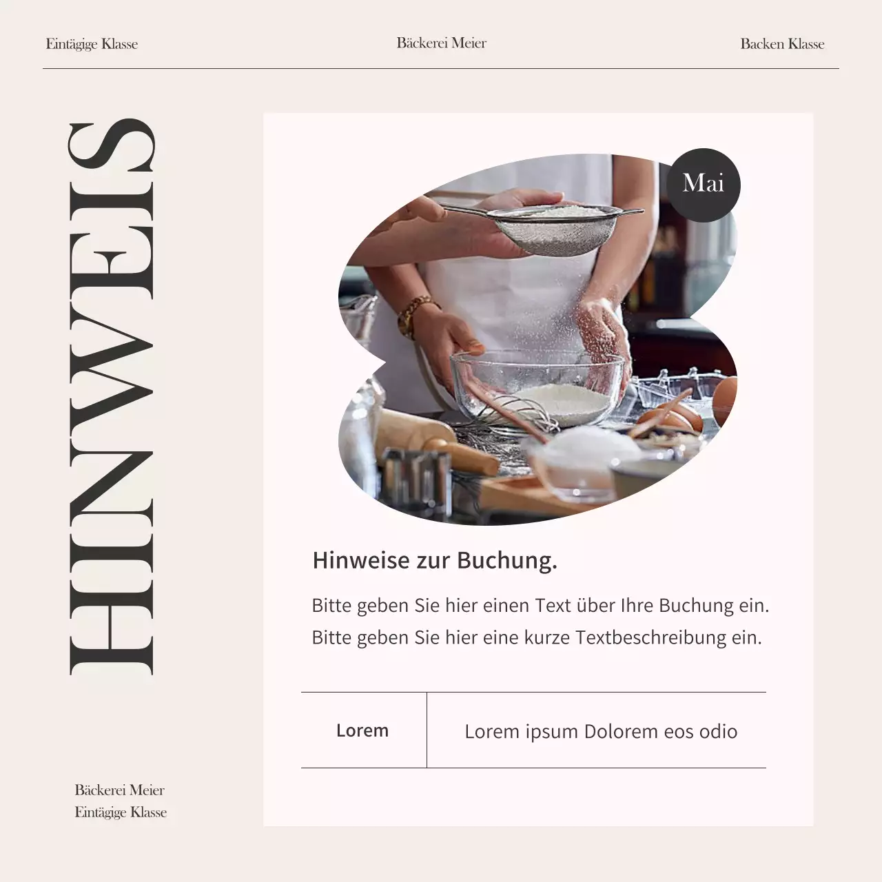 Förderung eines modernen eintägigen Kurses in Elfenbein und Schwarz