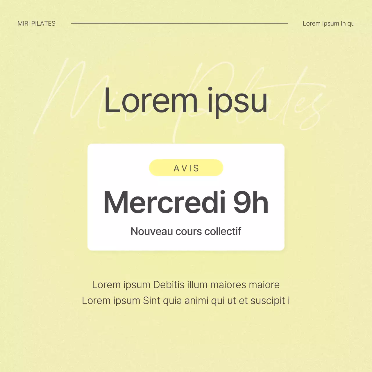 Modern Pilates en beige et jaune annonce de flux marketing sur les médias sociaux