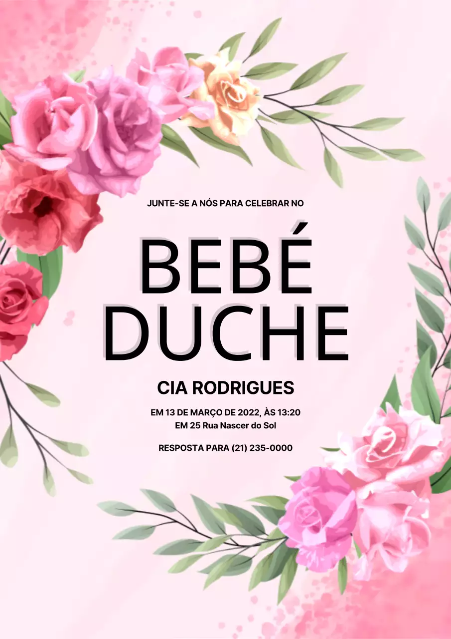 Convite de chá de bebé floral rosa e florido
