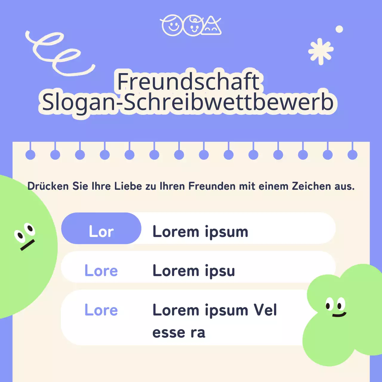 Werben Sie für Ihre violette und chartreuse Love Your Friends Week-Veranstaltung