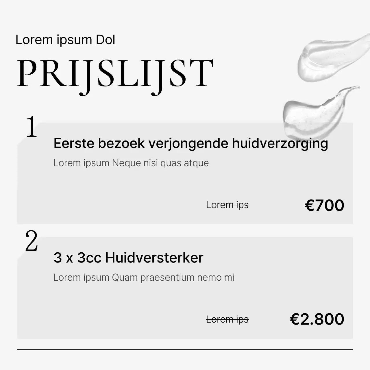 Social media kit voor ziekenhuismarketing om een eenvoudige dermatologiepraktijk te promoten in wit en lichtblauw.