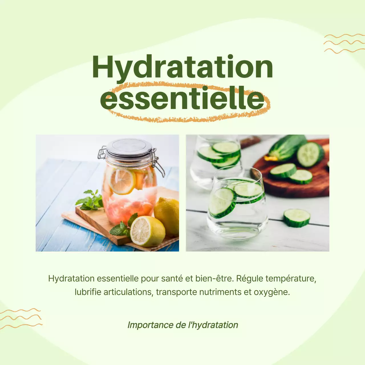 Guide alimentaire vert et orange pour une alimentation saine et moderne