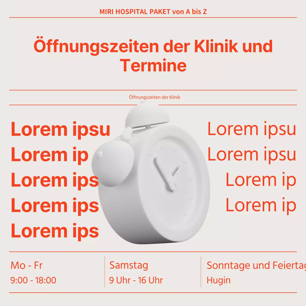 Roter und moderner Krankenhausprospekt im Zeitungsstil