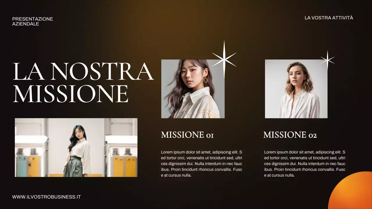 Presentazione aziendale arancione e marrone