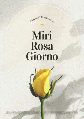 Poster promozionale della Giornata della Rosa semplice in giallo e beige