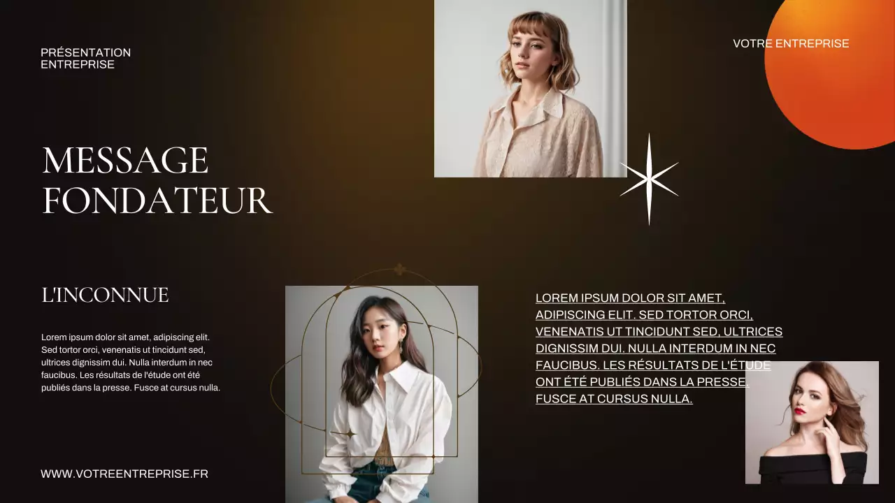 Présentation de l'entreprise orange et marron