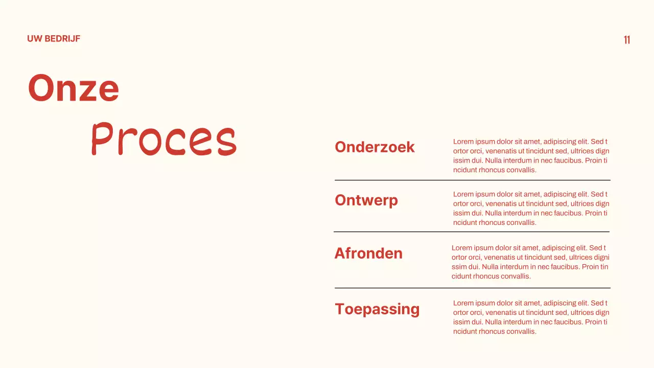 Minimal bedrijfsprofiel presentatie rood en beige