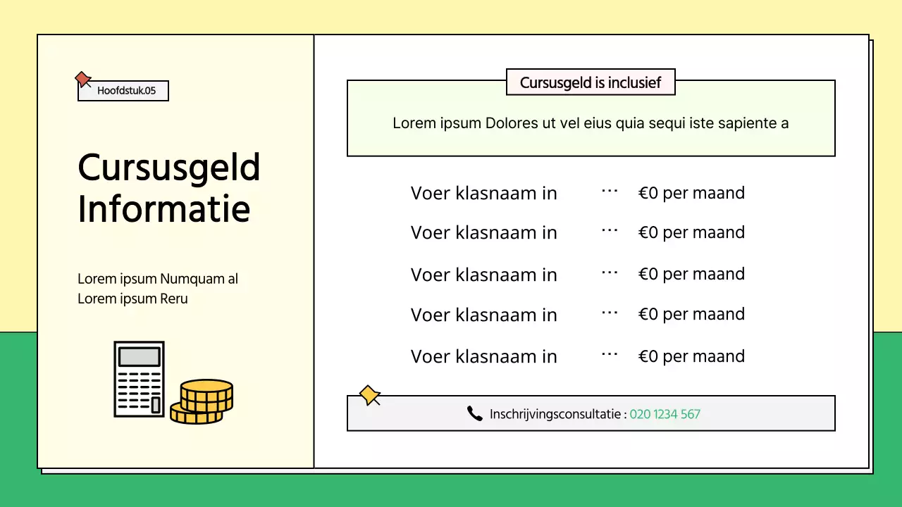 Geel en groen schoolprospectus