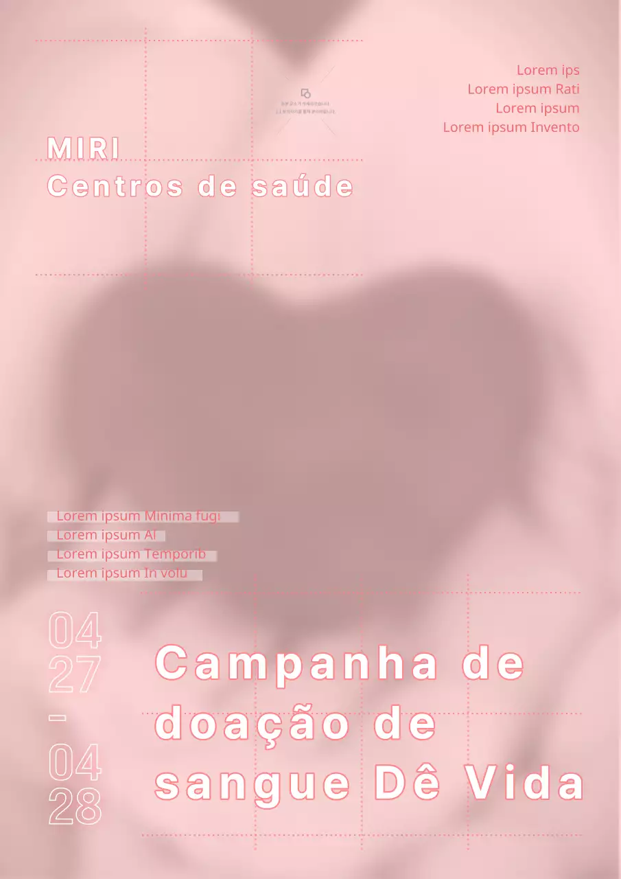 Cartaz simples rosa e branco do centro de saúde para a dádiva de sangue