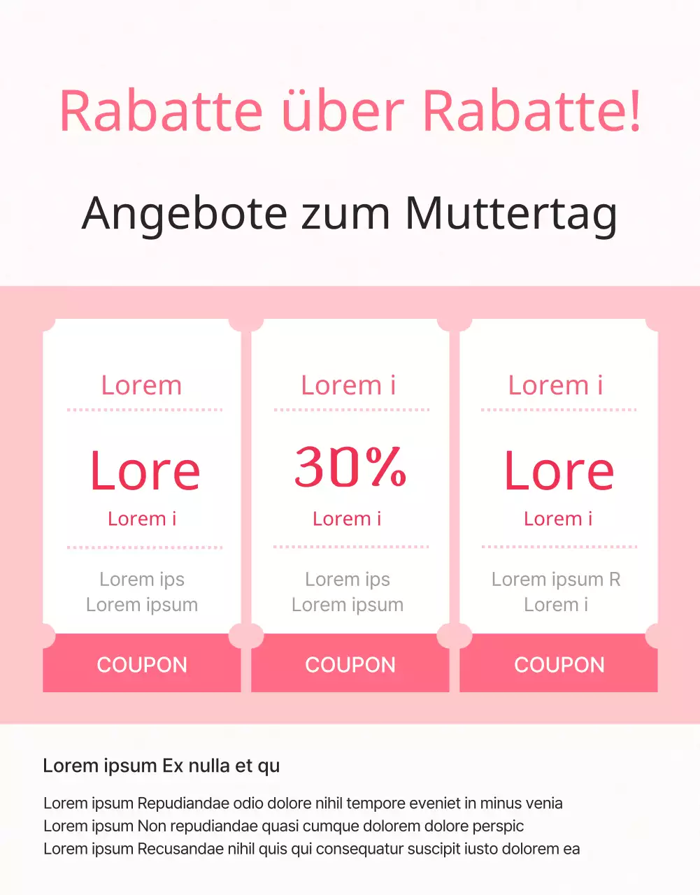 Niedliche Muttertagsangebot-Anzeige in Rosa und Elfenbein