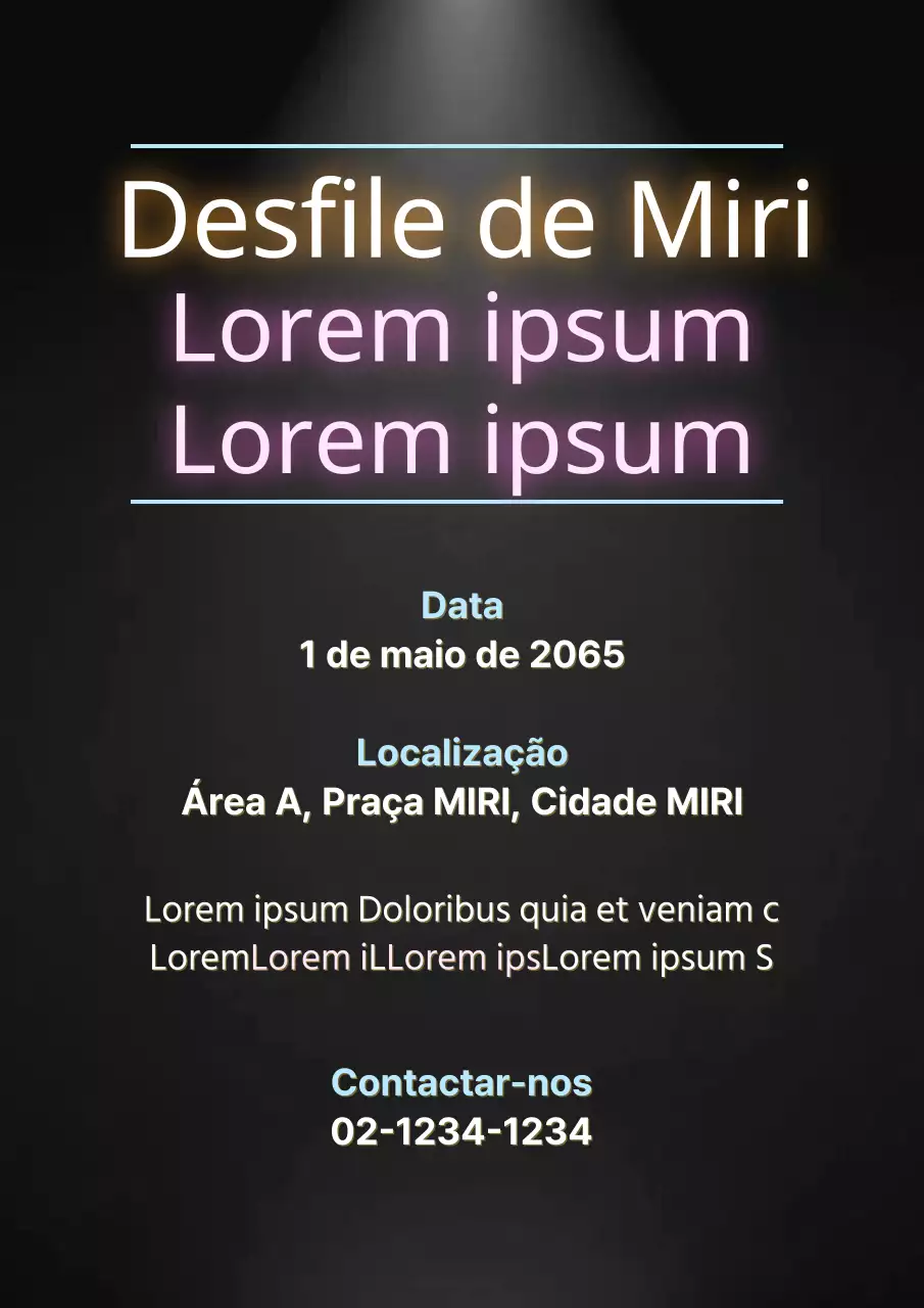 Um simples folheto a preto e néon a recrutar expositores para a feira