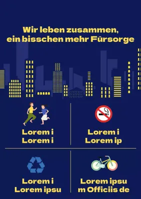 Ankündigung einer einfachen Wohngemeinschaft in Marineblau und Gelb