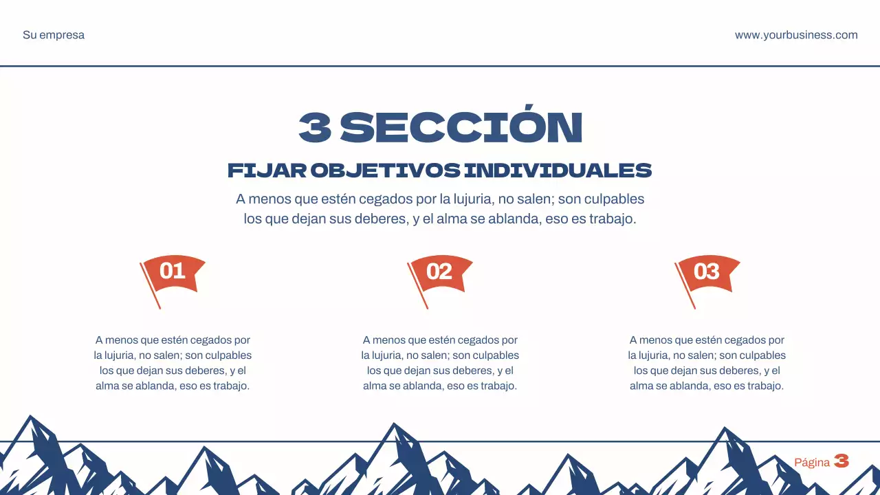 Azul Rojo Presentación empresarial simple para plan de objetivos