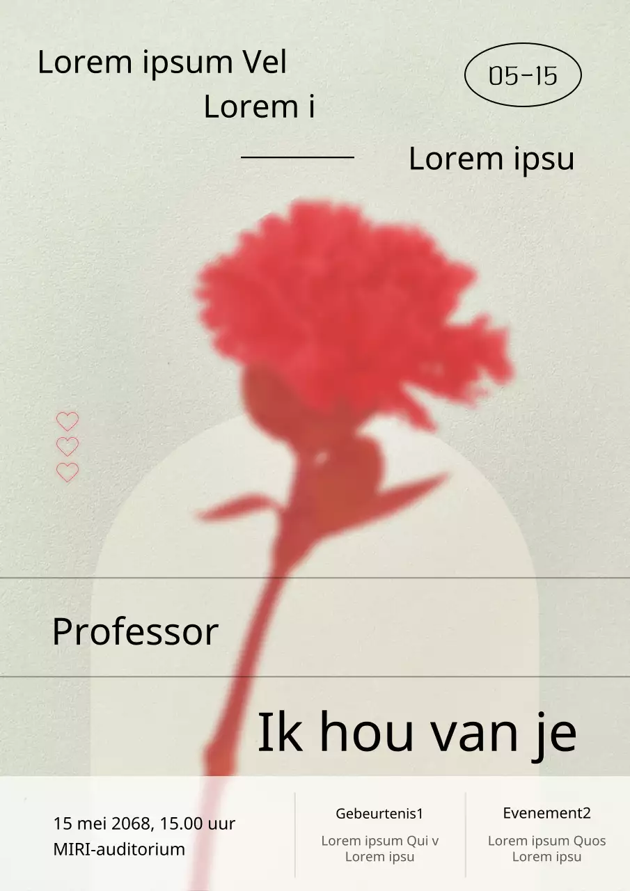 Een klassieke lerarendagposter in rood en lotusblad