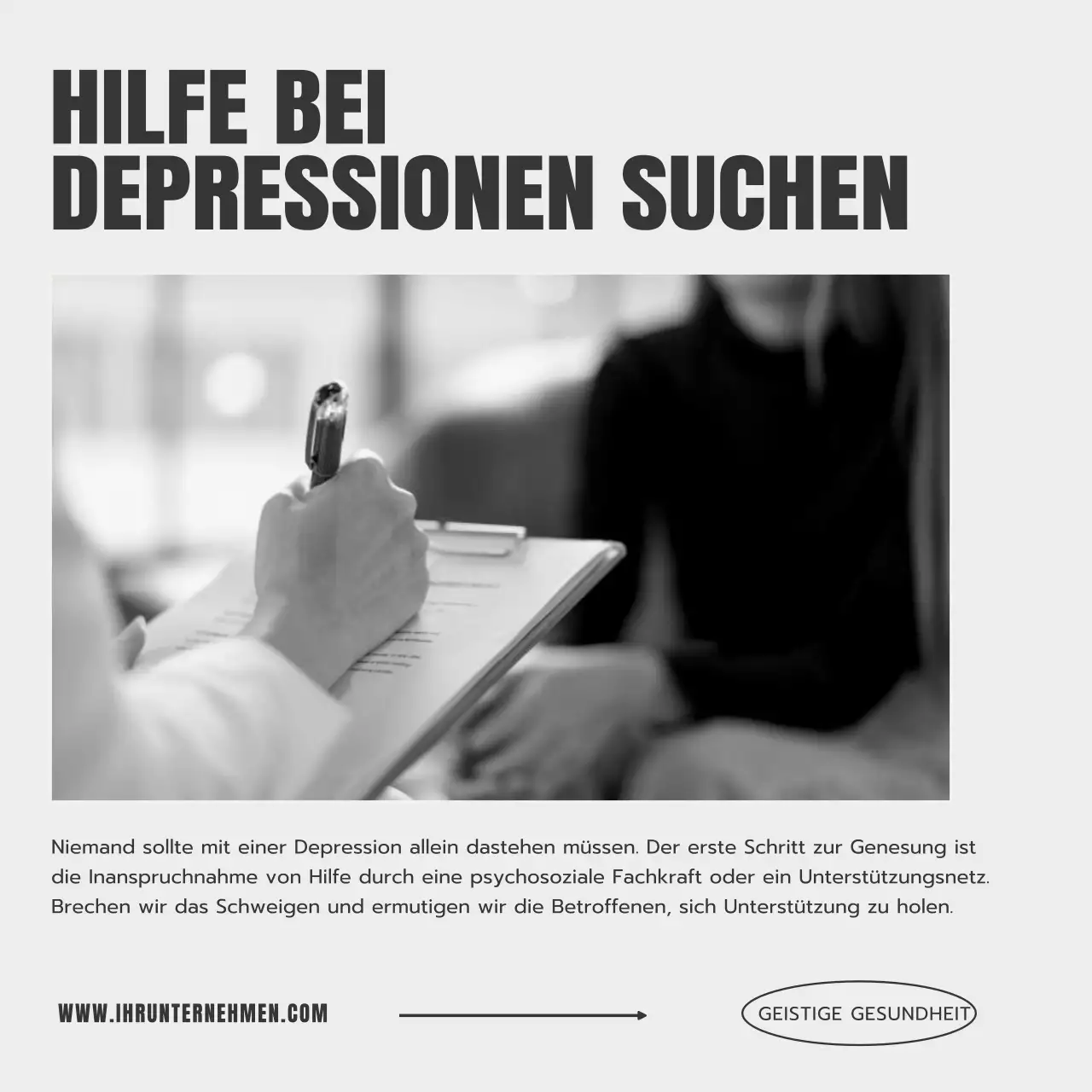 Beige und Grau Minimal Mental Care Psychologie Blog Förderung