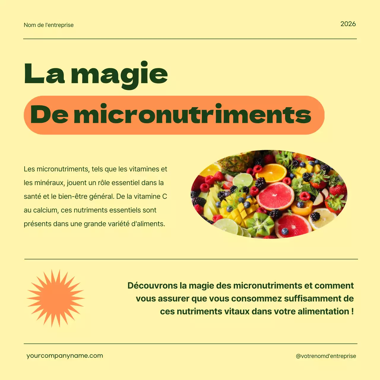 Vert Jaune Géométrique Alimentation saine Instructions de régime