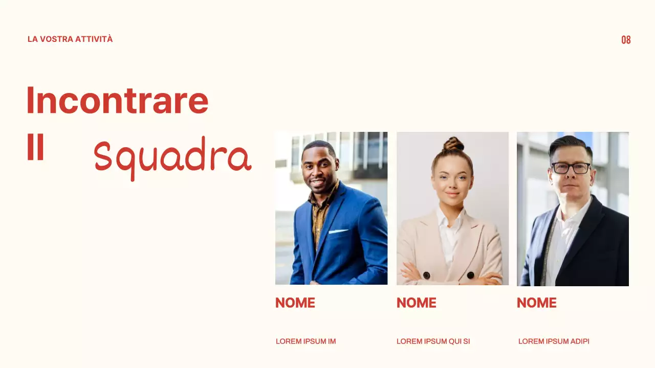 Presentazione del profilo aziendale minimale in rosso e beige