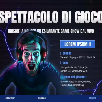 Promuovere lo spettacolo dal vivo dei giochi cibernetici della Marina e dei neri