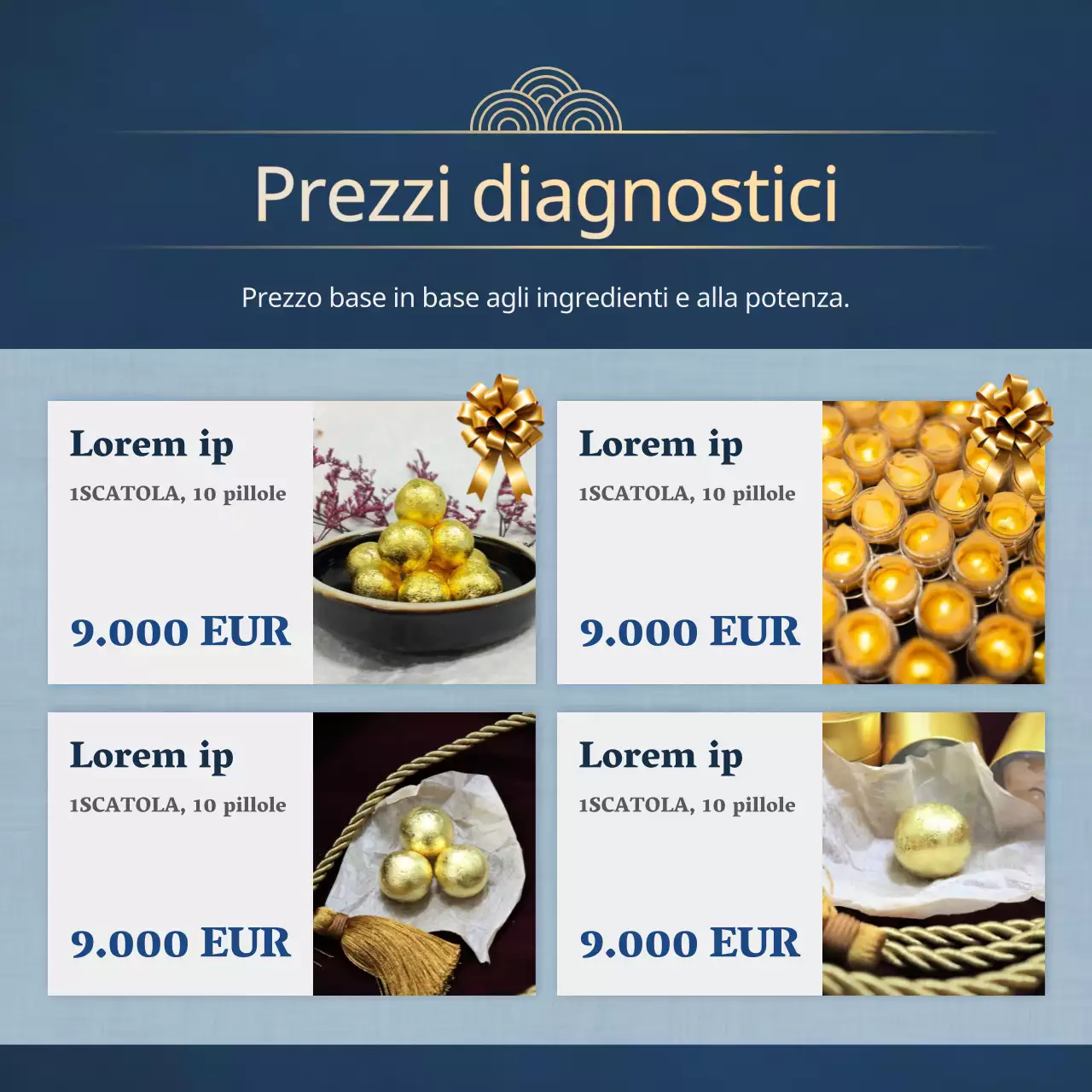 Pubblicità di erboristeria tradizionale per la festa della mamma in blu navy e oro