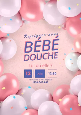Invitation à la fête de bébé rose et bleue avec mention du sexe