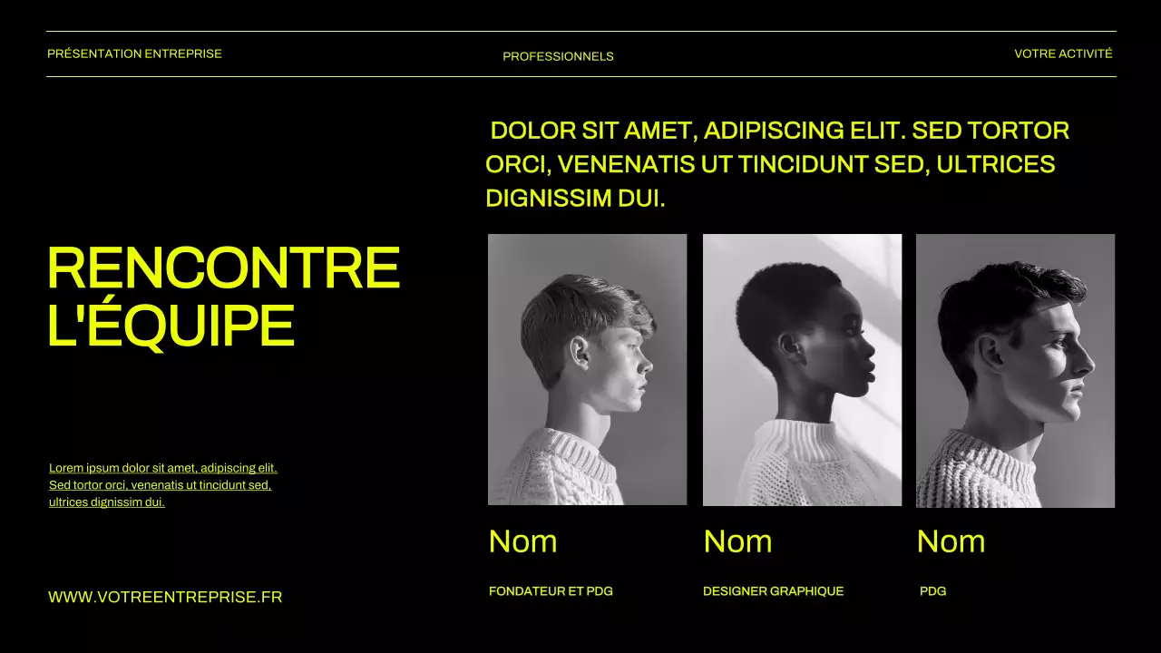 Présentation d'entreprise verte et noire