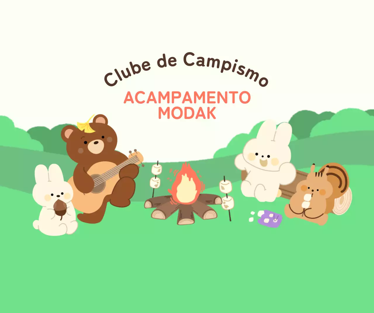 Celebre o seu clube de campismo com ilustrações de animais engraçados
