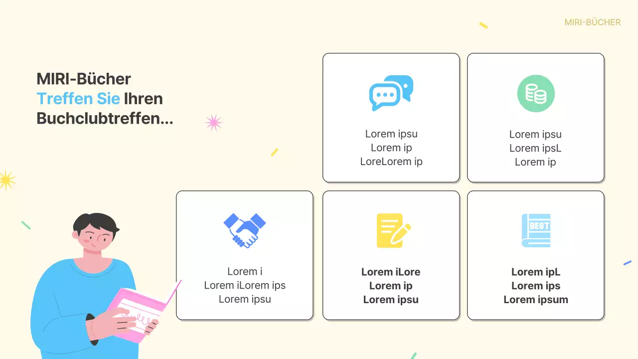 Werbung für die Mitgliedschaft in einem gelben und hellblauen Buchclub