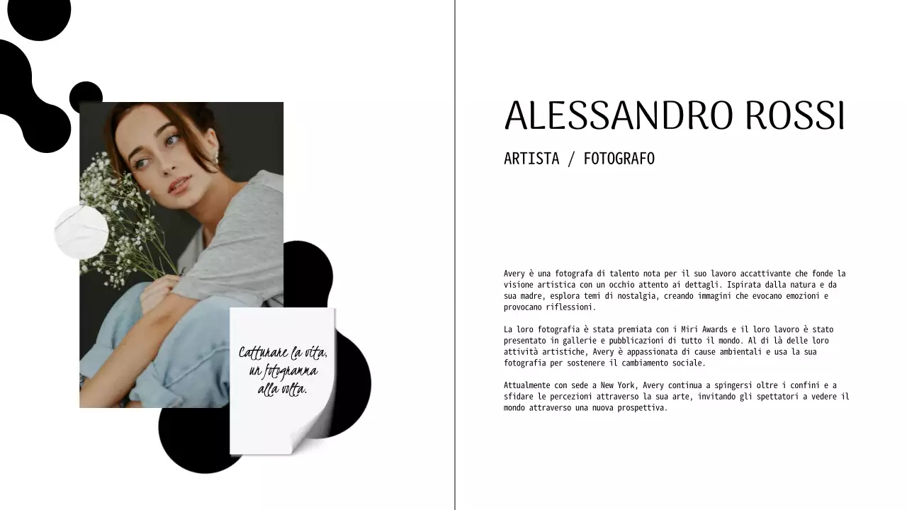 Portafoglio di presentazione del fotografo moderno in bianco e nero