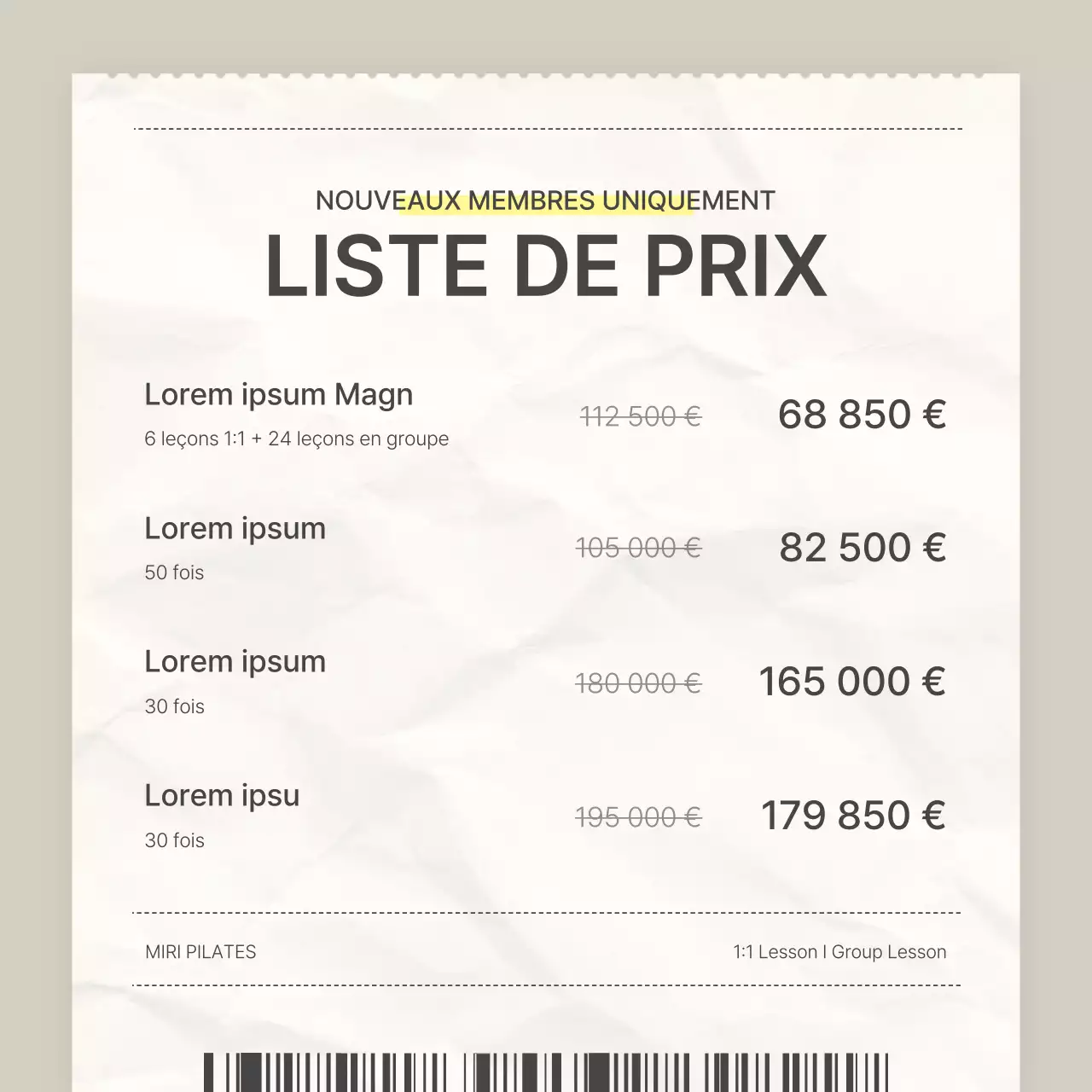 Modern Pilates in Beige and Yellow Social Media Marketing Pricing and Event Promotion