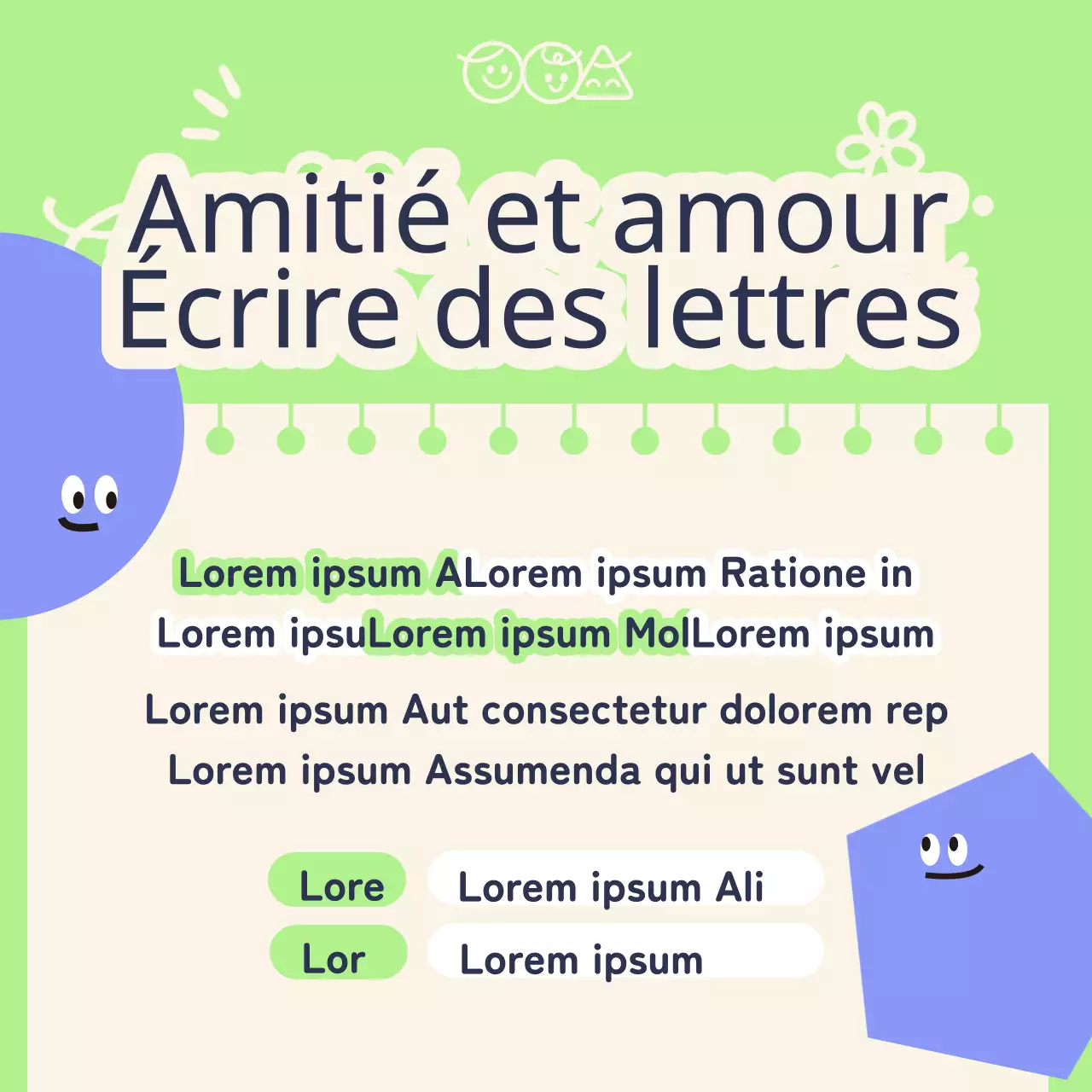 Faites la promotion de votre événement de la semaine "Love Your Friends" en violet et en chartreuse.