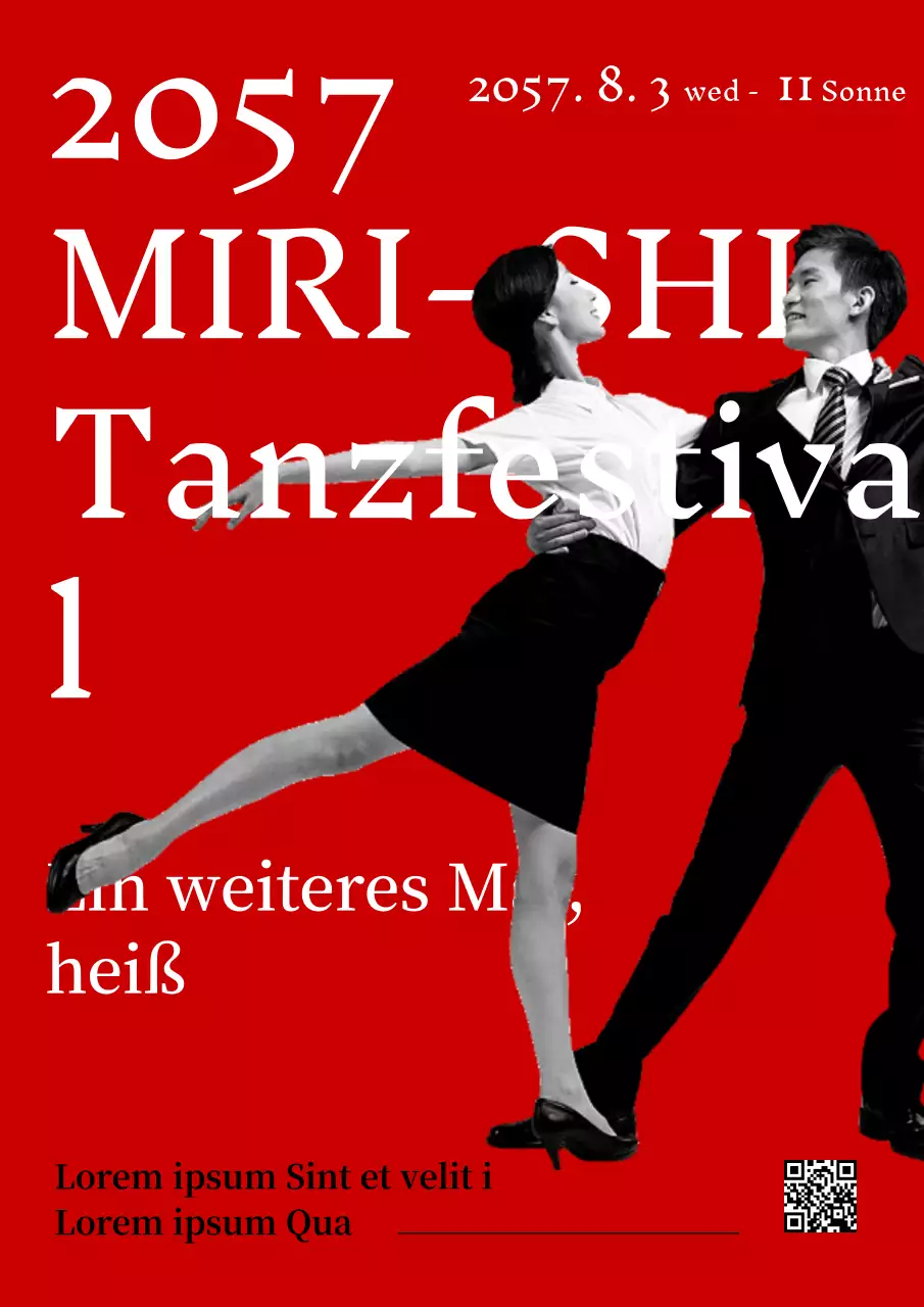 Werbeplakat für ein modernes Tanzfestival in Rot.