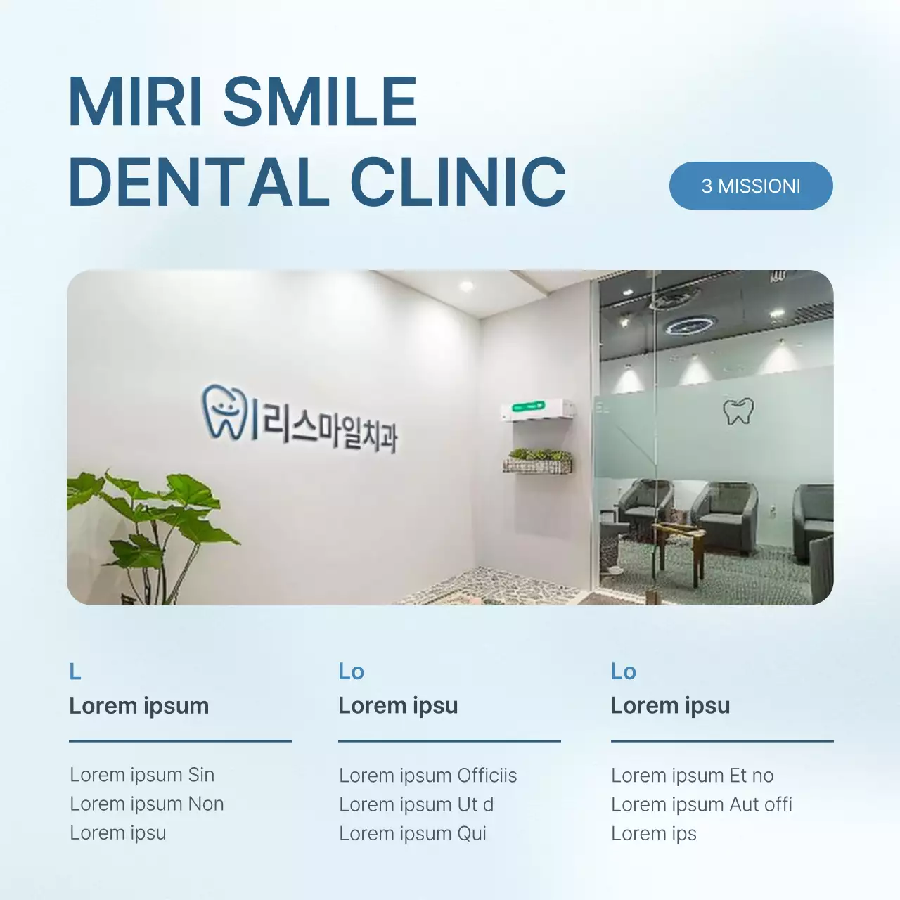 Promuovere la guida informativa della struttura ospedaliera per promuovere l'odontoiatria semplice bianca e azzurra