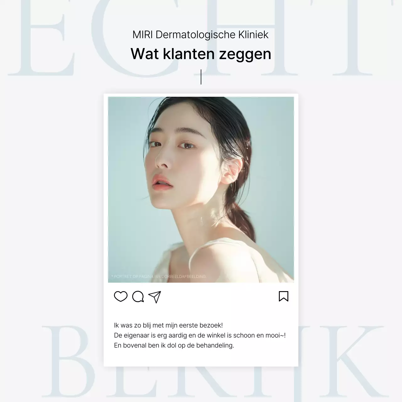 Ziekenhuisreview voor en na evenementadvertentie om een eenvoudige witte en lichtblauwe dermatologiepraktijk te promoten