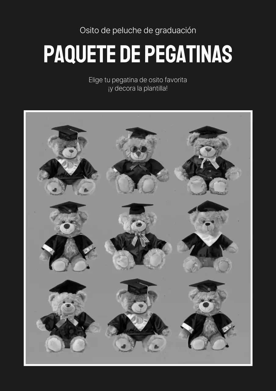 Kitschy promoción de graduación en blanco y negro y negro