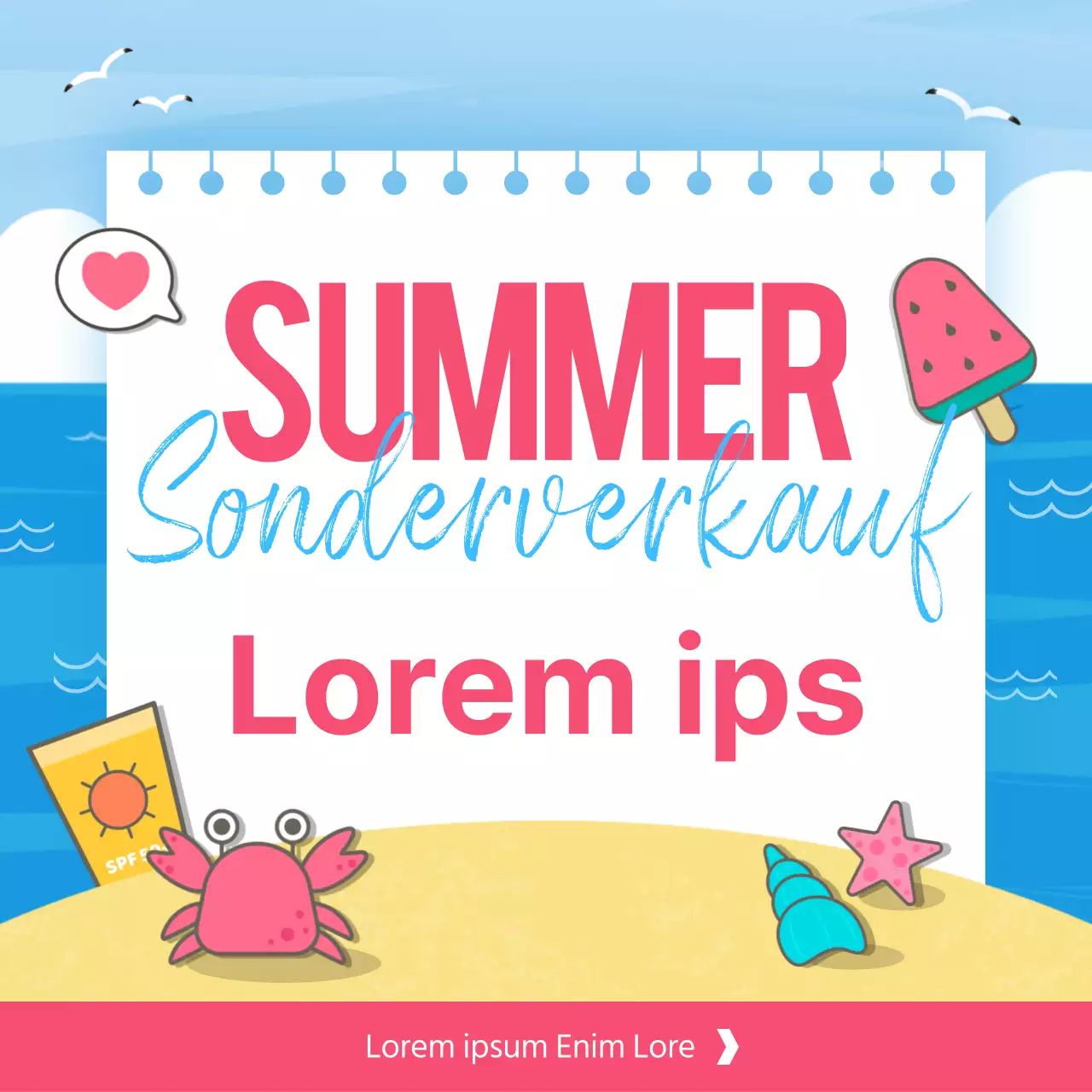 Tropical Summer Sale Event Post in Hellblau